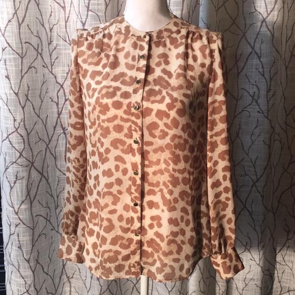 Banana Republic leopard print sheer blouse - Picture 1 of 7